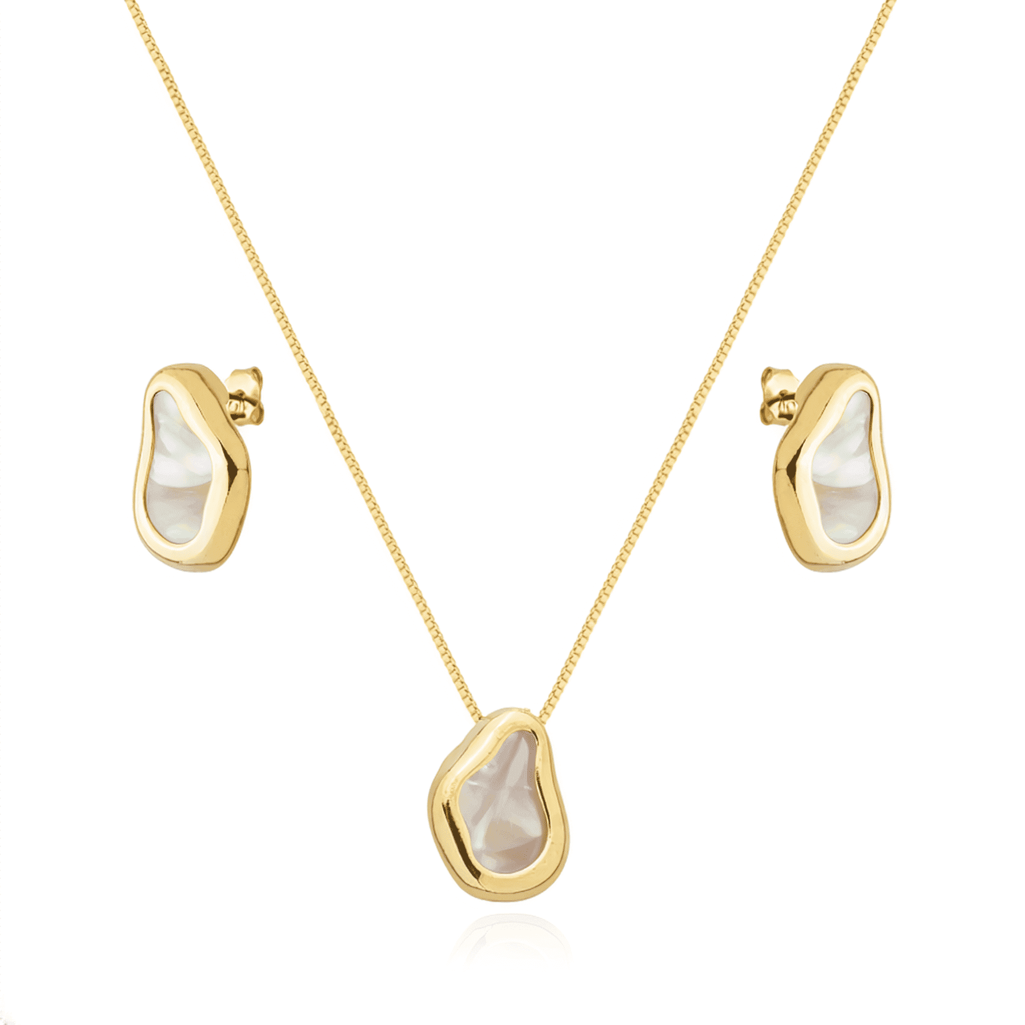 Conjunto Dourado Formato Orgânico Madrepérola