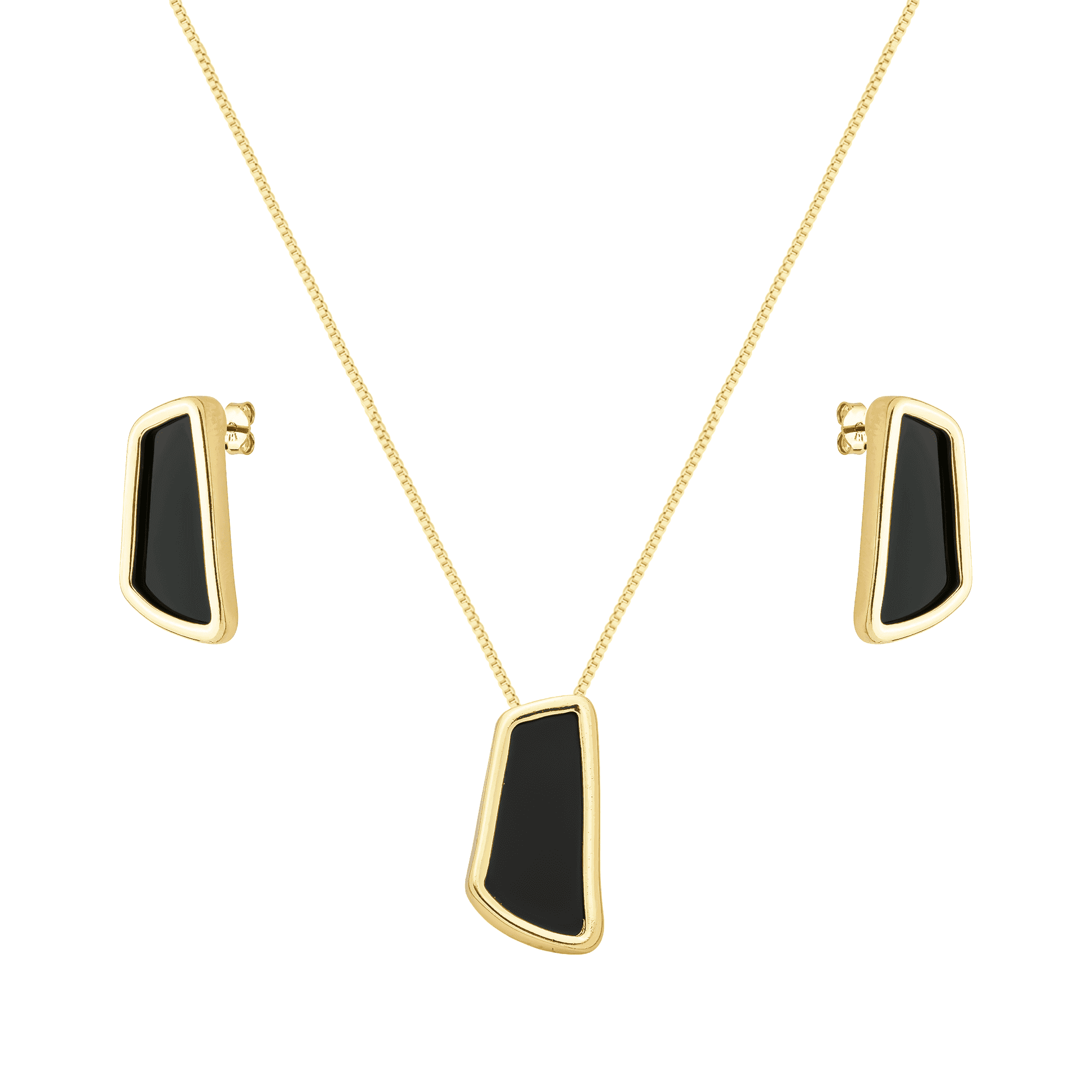 Conjunto Dourado Estilo Orgânico Preto