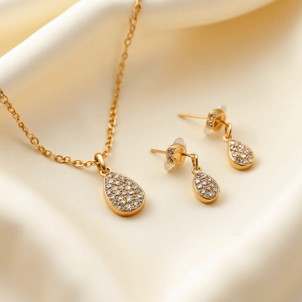 Look Completo Gota de Zircônia — Colar + Brinco